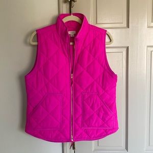 J Crew Hot Pink Puffer Vest Size M